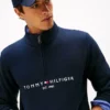 Tommy Logo Sweatshirt mit Viertelreißverschluss