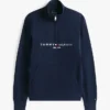 Tommy Logo Sweatshirt mit Viertelreißverschluss