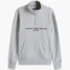 Tommy Logo Sweatshirt mit Viertelreißverschluss