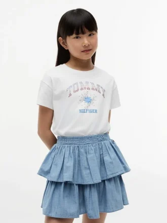 Tommy-Logo-T-Shirt mit Strasssteinen für Kinder