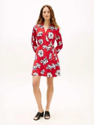 Wickelkleid aus Crêpe mit Blumenprint